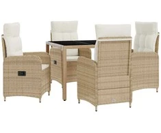 Lauko valgomojo komplektas 5 pcs Bežė ir kreminė balta