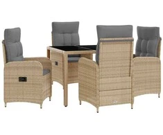 Lauko valgomojo komplektas 5 pcs Bežinė ir šviesiai pilka