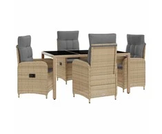 Lauko valgomojo komplektas 5 pcs Bežinė ir šviesiai pilka