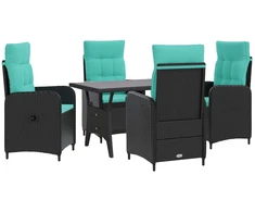 Lauko valgomojo komplektas 5 pcs Juoda ir turkio poliratanas