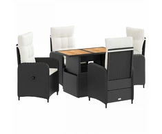 Lauko valgomojo komplektas 5 pcs Juoda ir kreminė balta