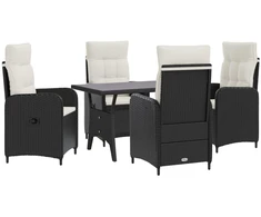 Lauko valgomojo komplektas 5 pcs Juoda ir kreminė balta