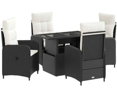 Lauko valgomojo komplektas 5 pcs Juoda ir kreminė balta