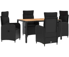 Lauko valgomojo komplektas 5 vnt. Juoda