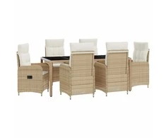 Lauko valgomojo komplektas 7 pcs Bežė ir kreminė balta