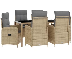 Lauko valgomojo komplektas 7 pcs Bežinė ir šviesiai pilka
