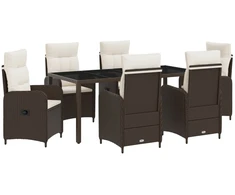 Lauko valgomojo komplektas 7 pcs Ruda ir Kremavimo Balta