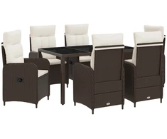 Lauko valgomojo komplektas 7 pcs Ruda ir Kremavimo Balta