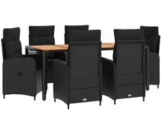 Lauko valgomojo komplektas 7 vnt. Juoda