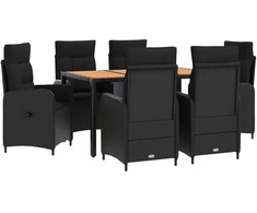 Lauko valgomojo komplektas 7 vnt. Juoda