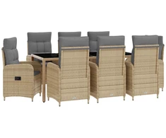 Lauko valgomojo komplektas 9 pcs Bežinė ir šviesiai pilka