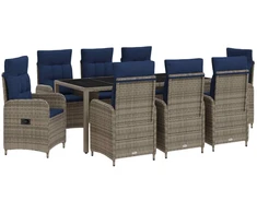 Lauko valgomojo komplektas 9 pcs poliratanas