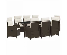 Lauko valgomojo komplektas 9 pcs Ruda ir Kremavimo Balta