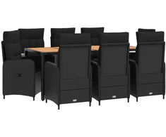 Lauko valgomojo komplektas 9 vnt. Juoda