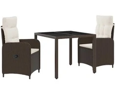 Lauko valgomojo komplektas 3 pcs Ruda ir Kremavimo Balta