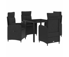 Lauko valgomojo komplektas 5 pcs Juoda 90 x 90 x 75 cm
