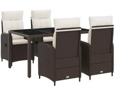 Lauko valgomojo komplektas 5 pcs Ruda ir Kremavimo Balta