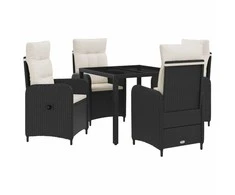 Lauko valgomojo komplektas 5 pcs Juoda ir kreminė balta