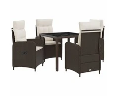 Lauko valgomojo komplektas 5 pcs Ruda ir Kremavimo Balta