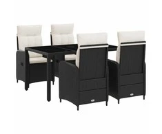 Lauko valgomojo komplektas 5 pcs Juoda ir kreminė balta