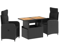 Lauko valgomojo komplektas 3 pcs Juoda