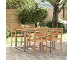 Sodo stalas Pilka 140 x 80 x 75 cm Kietos akacijos mediena
