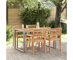 Sodo stalas Pilka 140 x 80 x 75 cm Kietos akacijos mediena