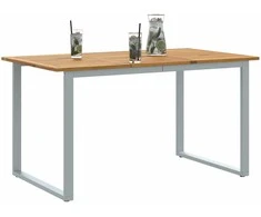 Sodo stalas Pilka 140 x 80 x 75 cm Kietos akacijos mediena