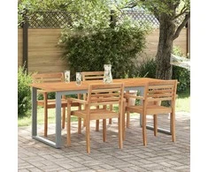 Sodo stalas Pilka 160 x 80 x 75 cm Kietos akacijos mediena
