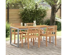 Sodo stalas Pilka 180 x 90 x 75 cm Kietos akacijos mediena