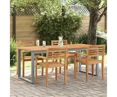 Sodo stalas Pilka 200 x 90 x 75 cm Kietos akacijos mediena