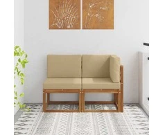 Lauko vidurinė ir kampinė sofa 2 Vienetas Natūralus ir bežinis
