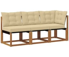 Lauko vidurinė ir kampinė sofa su pagalve 3 Vienetas Natūrali