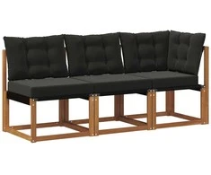 Lauko vidurinė ir kampinė sofa su pagalve 3 Vienetas Natūrali