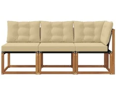 3 vnt. Lauko vidurinė ir kampinė sofa Natūrali
