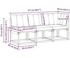 3 vnt. Lauko vidurinė ir kampinė sofa Natūrali