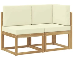 Lauko vidurinė ir kampinė sofa su pagalve 2 Vienetas Balta