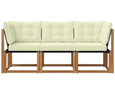3 vnt. Lauko vidurinė ir kampinė sofa Natūrali