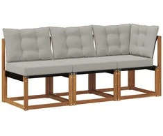 Lauko vidurinė ir kampinė sofa su pagalve 3 Vienetas Natūrali