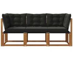 3 vnt. Lauko vidurinė ir kampinė sofa Natūrali