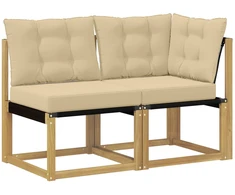 Lauko vidurinė ir kampinė sofa su pagalve 2 Vienetas Balta