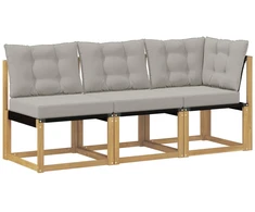 Lauko vidurinė ir kampinė sofa su pagalve 3 Vienetas Balta