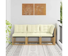 Lauko vidurinė ir kampinė sofa su pagalve 3 Vienetas Balta