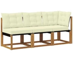 Lauko vidurinė ir kampinė sofa su pagalve 3 Vienetas Natūrali