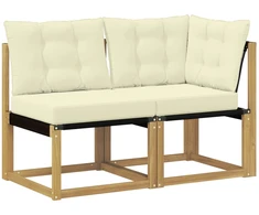 Lauko vidurinė ir kampinė sofa su pagalve 2 Vienetas Balta