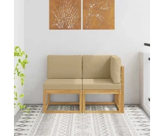 Lauko vidurinė ir kampinė sofa su pagalve 2 Vienetas Balta