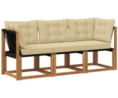 Lauko vidurinė ir kampinė sofa su pagalve 3 Vienetas Natūrali