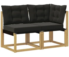 Lauko vidurinė ir kampinė sofa su pagalve 2 Vienetas Balta