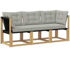 Lauko vidurinė ir kampinė sofa su pagalve 3 Vienetas Balta