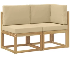 Lauko vidurinė ir kampinė sofa su pagalve 2 Vienetas Balta